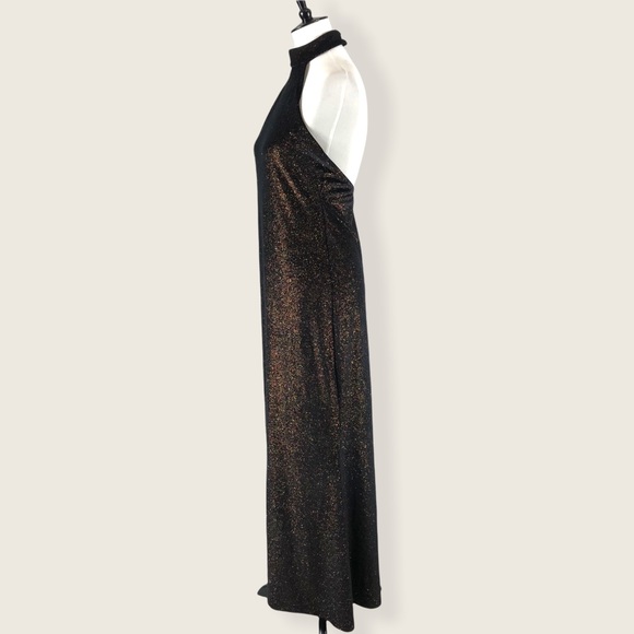 VTG Glitter Velvet Maxi Halter Dress - Picture 3 of 7